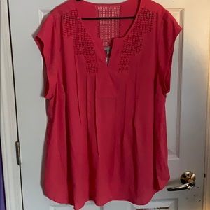 Lace detail split neck blouse